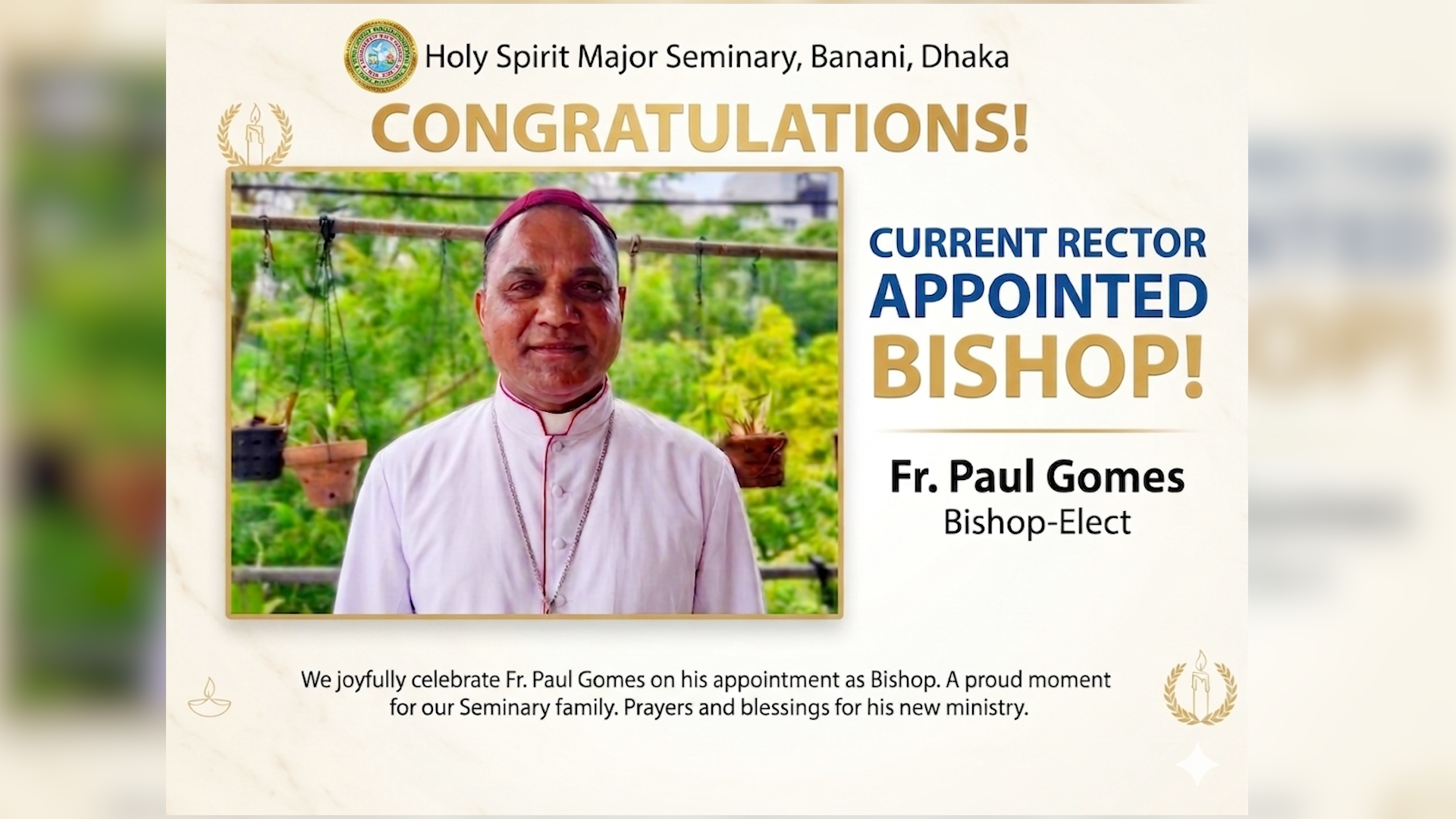 Fr. Paul Gomes as Bishop